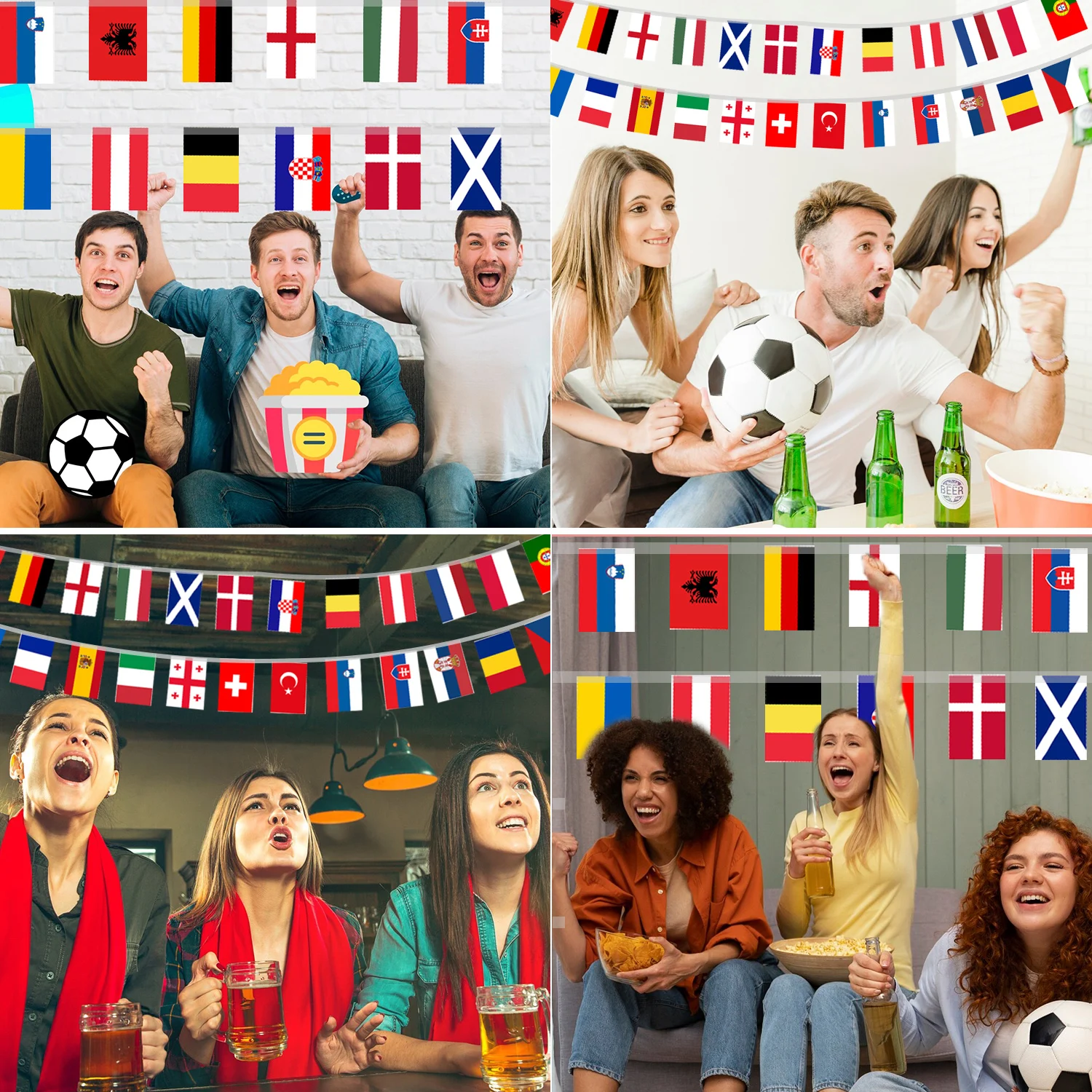 Banderines de tela para decoración de jardín, Bar, restaurante y fiesta, 24 equipos europeos participantes, campeonato de fútbol europeo - imagen 4
