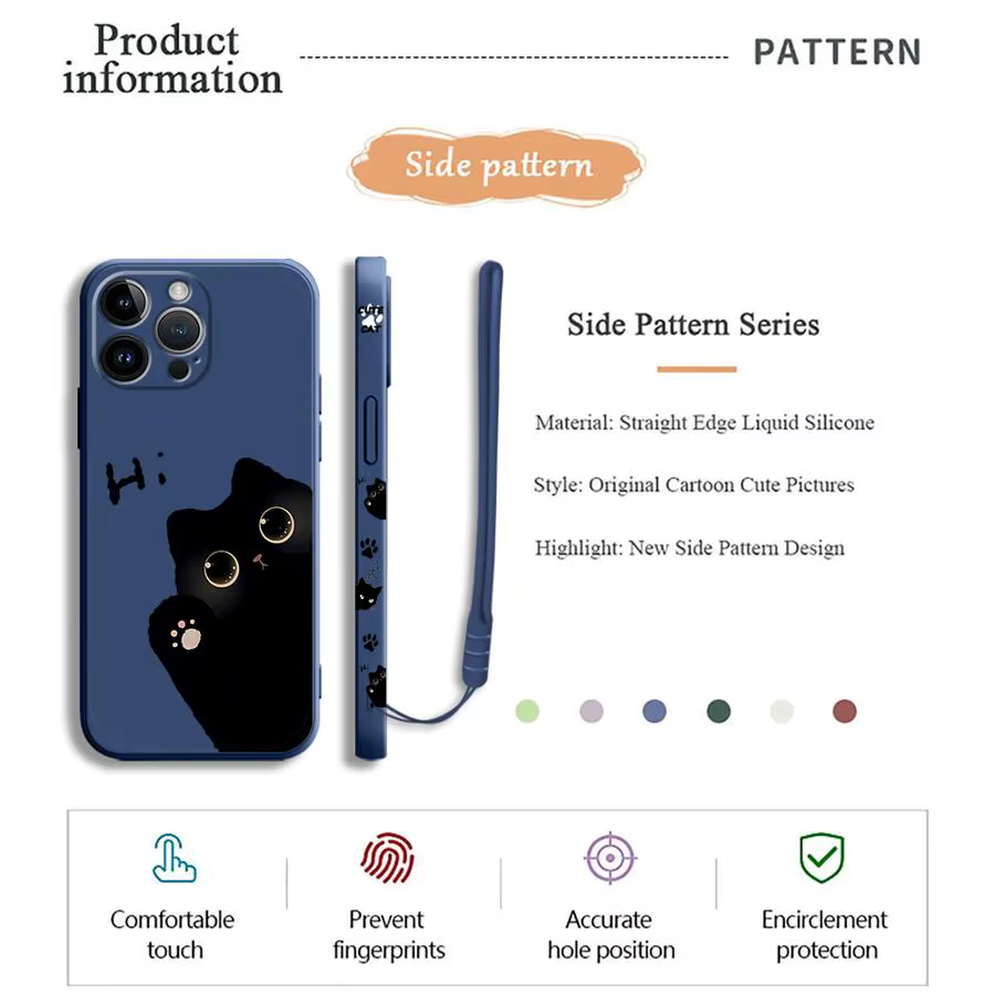 Funda de teléfono con Gato Negro de dibujos animados para Redmi 9T, funda suave de TPU, 8, 9, 10, 9A, 9i, A1, A2, 10C, 12, K40 Pro, K60 Ultra - imagen 4