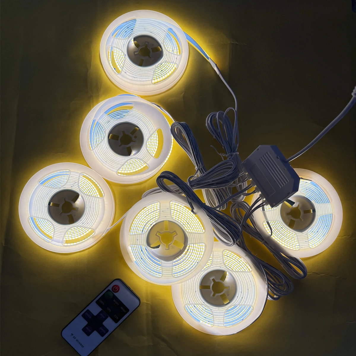 Tira de luces LED COB AC220V a DC 12V para cocina, decoración del hogar, lámpara de gabinete con control remoto de atenuación, tiras de luces led-UE - imagen 4