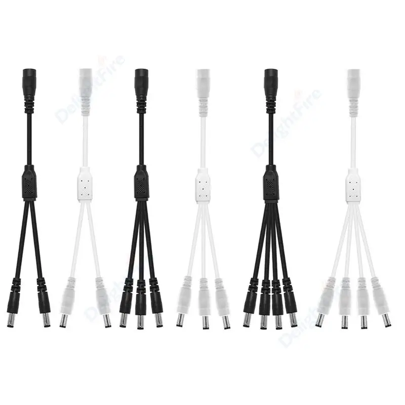 Cable divisor de corriente CC de 1 a 2/3/4/5/8 vías, conector Jack de 5,5mm y 2,1mm, Cable conector adaptador de corriente de 5V y 12V para tira de luces LED, cámara CCTV - imagen 2