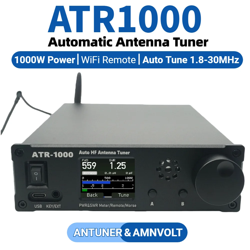 AMNVOLT ATR1000 1000W 1,8-30MHz sintonizador de antena automático 3 modos HF sintonizador de Radio de onda corta ligero WIFI soporte de Control remoto - imagen 2