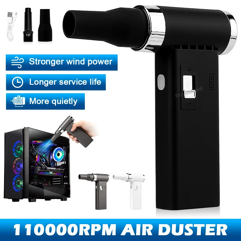 110000   RPM-espolador de aire multifunción, limpiador potente portátil inalámbrico, secador de pelo de alta velocidad para interruptor NS/Xbox/PS4/PS5 - imagen 2