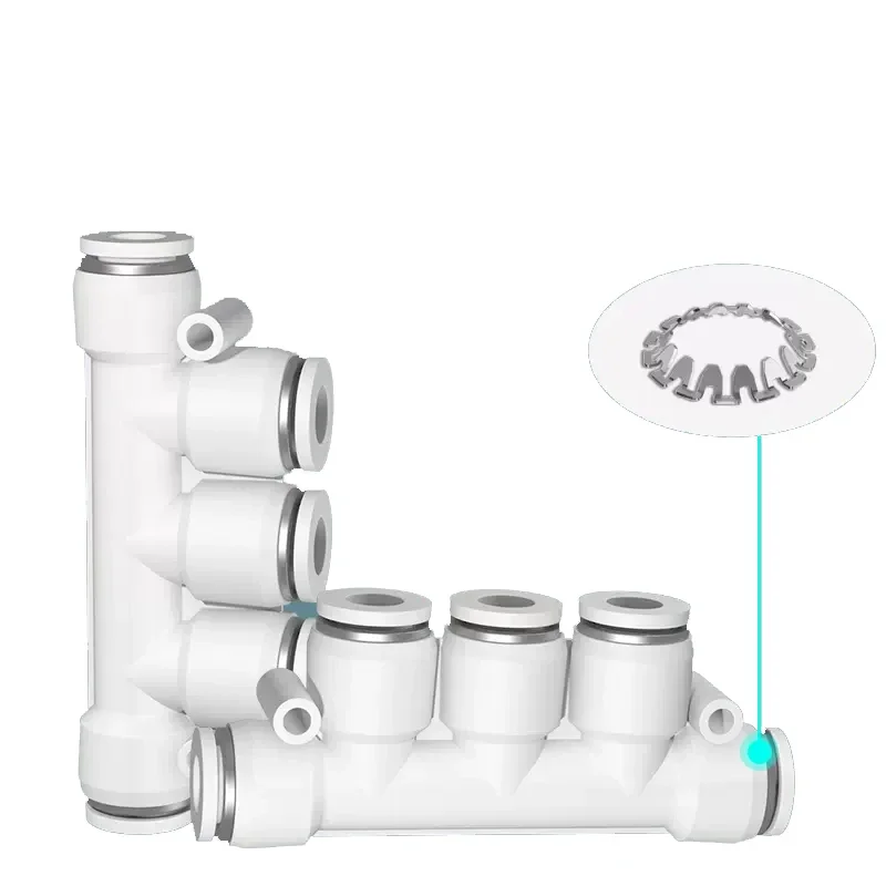 Conectores de manguera de aire neumática PK cinco vías conector de liberación rápida adaptador blanco de alta calidad empuje en el tubo PK 6mm 8mm 10mm 12mm - imagen 3