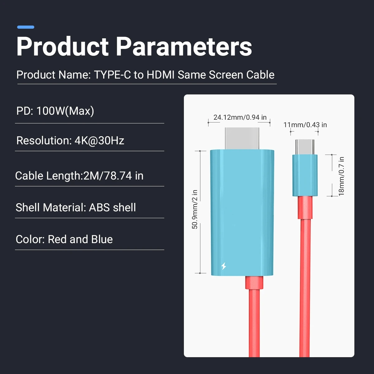 Cable tipo C a HDMI para juegos HDTV con carga PD 4K 1080P 100W Compatible con computadora portátil, tableta, teléfono móvil, SteamDeck - imagen 3