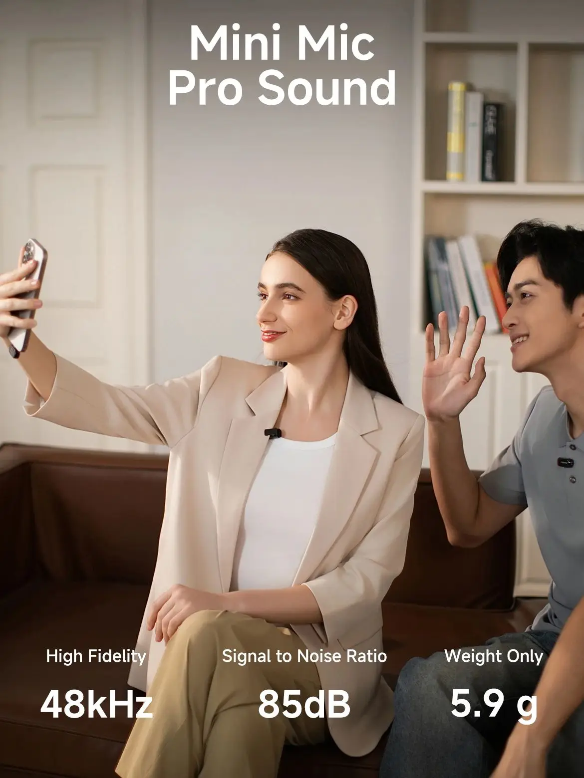 MAONO T1mini micrófono de solapa inalámbrico para cancelación de ruido de teléfono función de recorte automático configuración de aplicación micrófono de grabación de Audio y vídeo - imagen 3