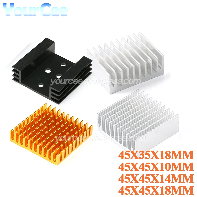 45*45*14mm 45*35*18mm 45*45*18mm 45*45*10mm disipador de calor aleta de refrigeración radiador enfriador disipador de calor de aluminio 45X45X10MM 45X45X14mm