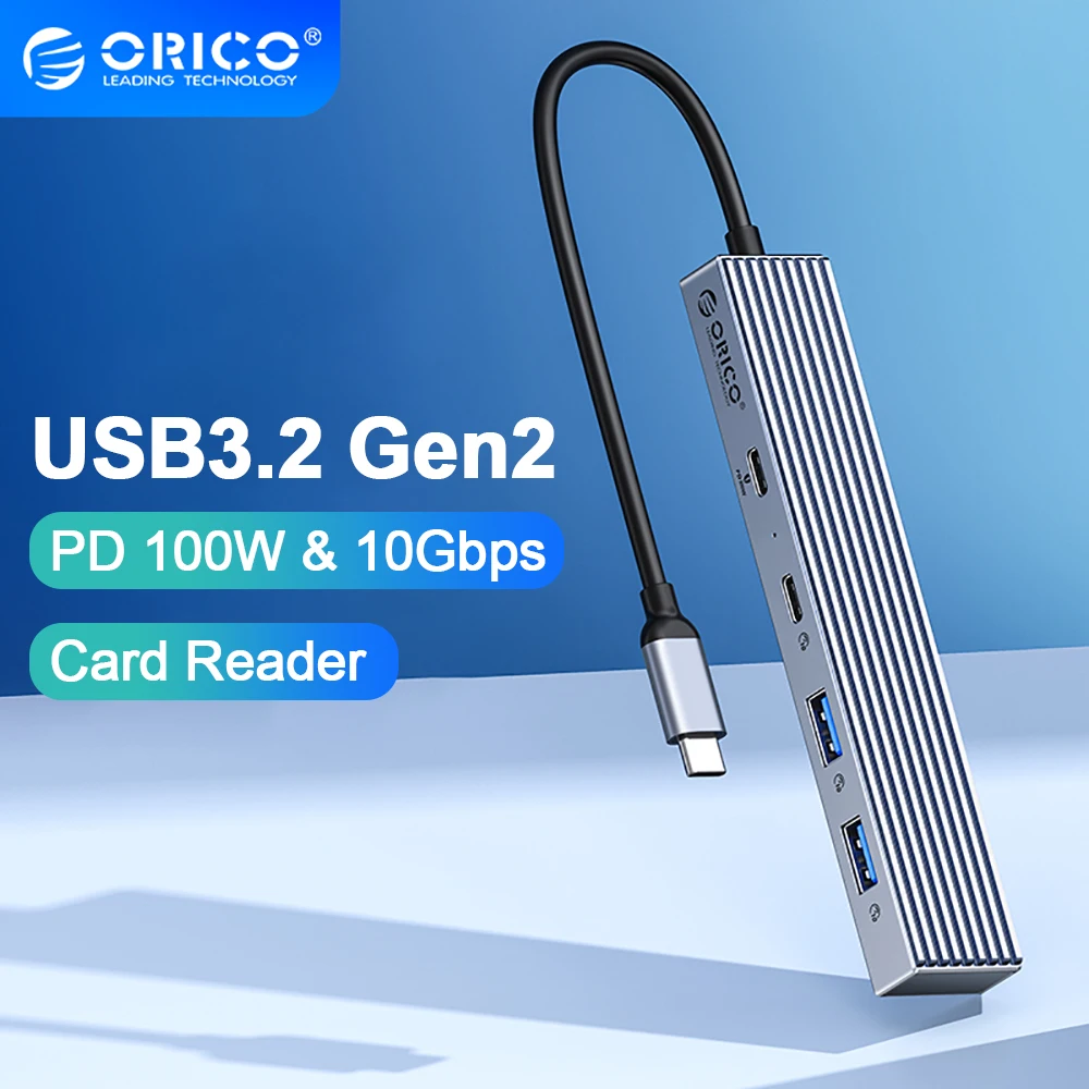 ORICO-concentrador de red Usb 3,2 para ordenador, accesorio divisor OTG de 4 puertos, 4K, 60Hz, compatible con HDMI, PD100, SD, TF, para Macbook, PC