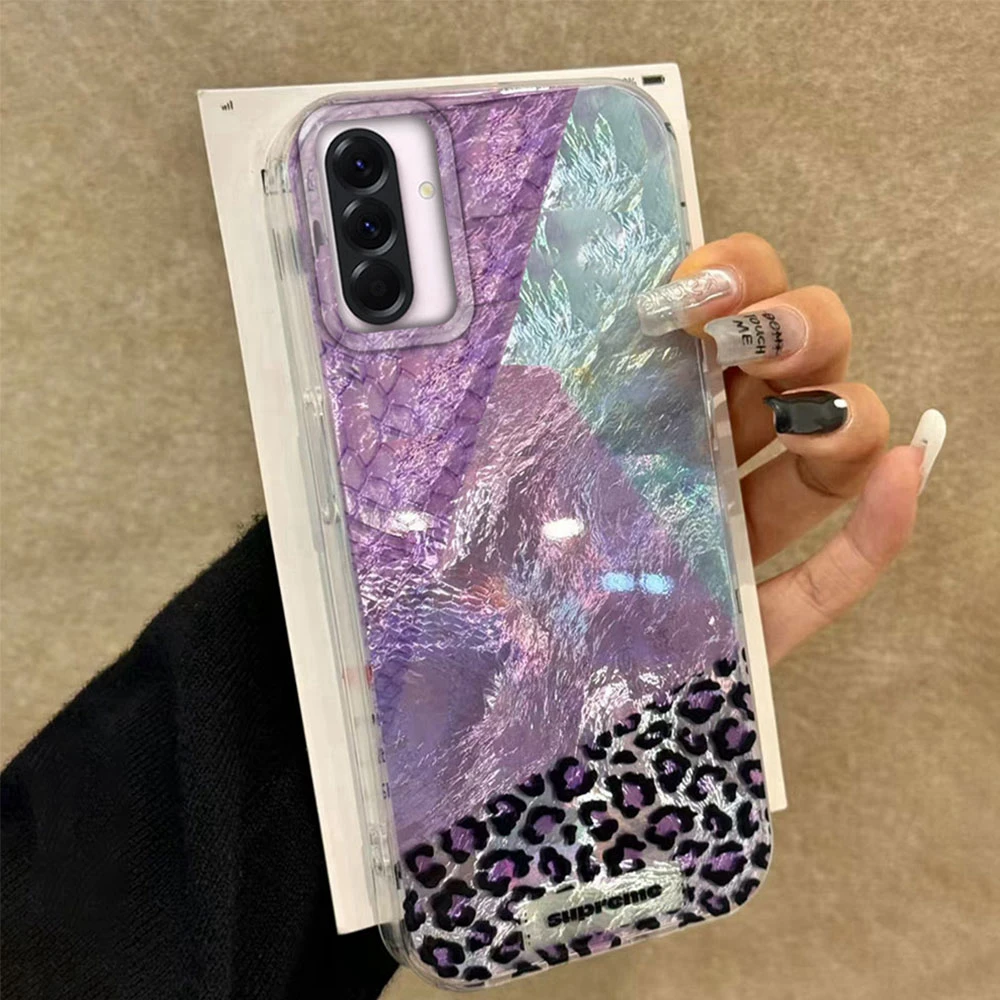 Funda de teléfono con estampado de leopardo púrpura para Samsung Galaxy A55 A07 A17 A56 A36 A26 A16 A53 A06 A14 A24 A34 A54 A15 A12 - imagen 2