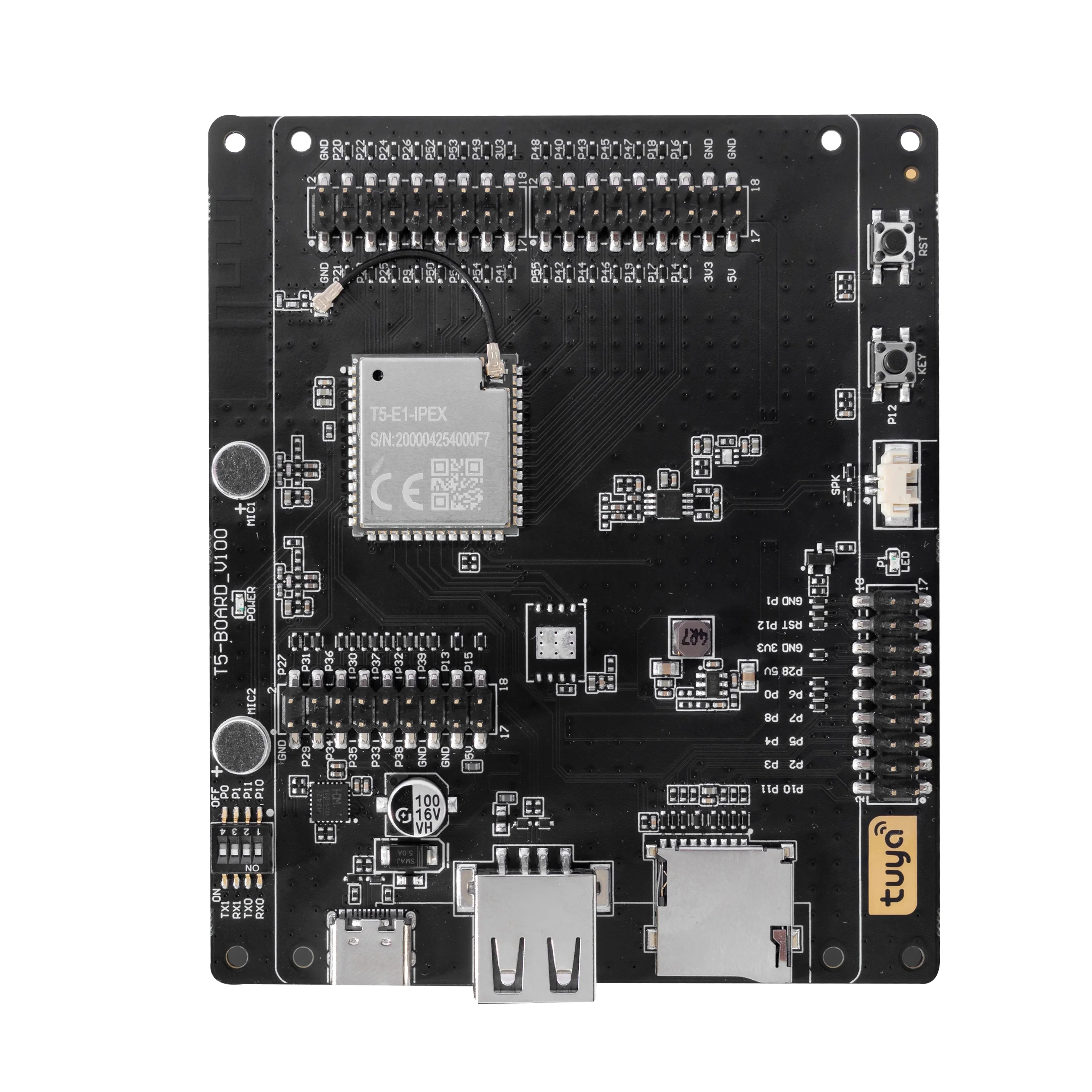 Placa de desarrollo TuyaOS T5AI-Board con módulo de modo dual WiFi/BLE T5-E1-IPEX