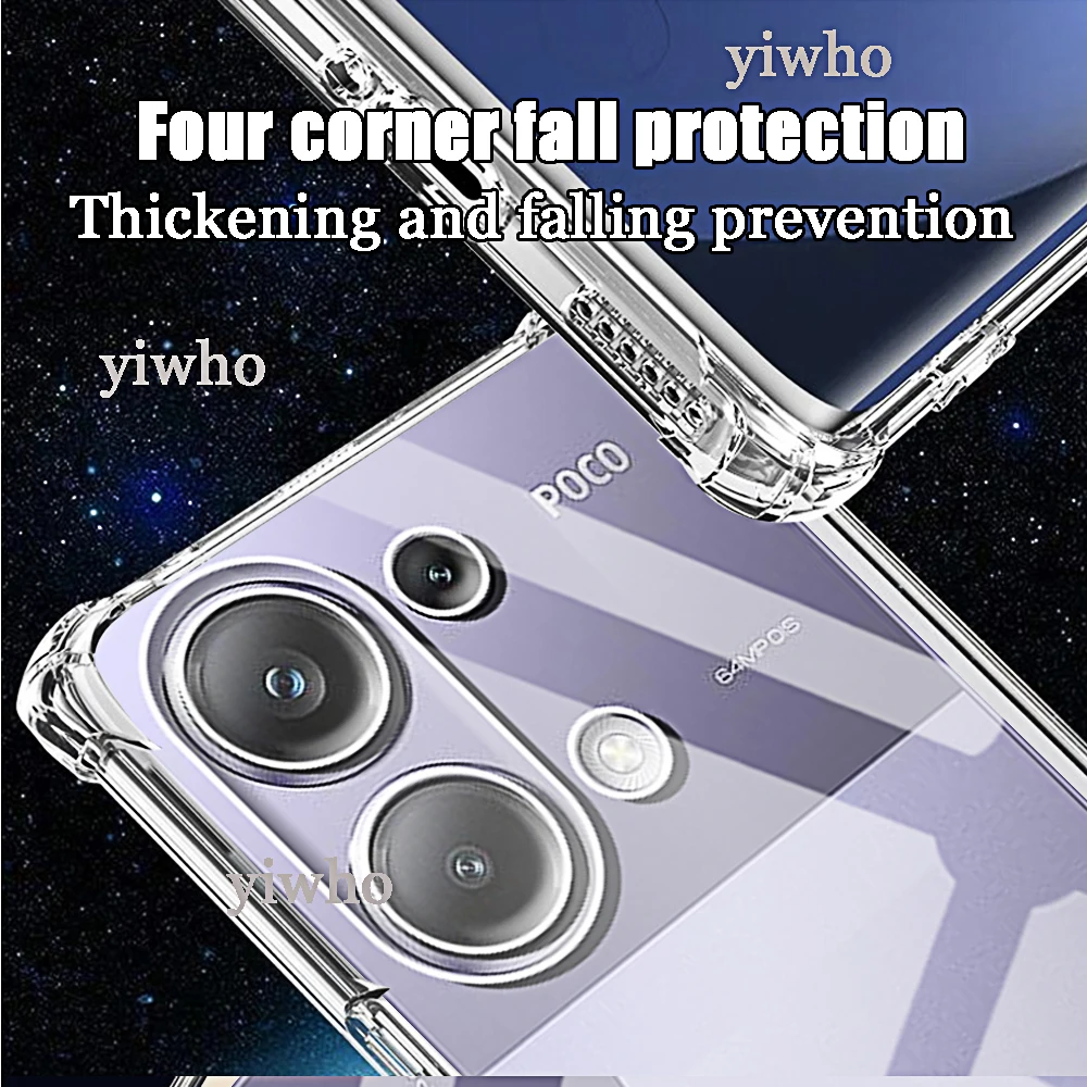 Funda de teléfono a prueba de golpes para Xiaomi Poco M6 Pro 4G M5s M4 M3 Pro 5G, funda trasera suave de silicona transparente TPU M 6 5 4 3 Pro - imagen 3