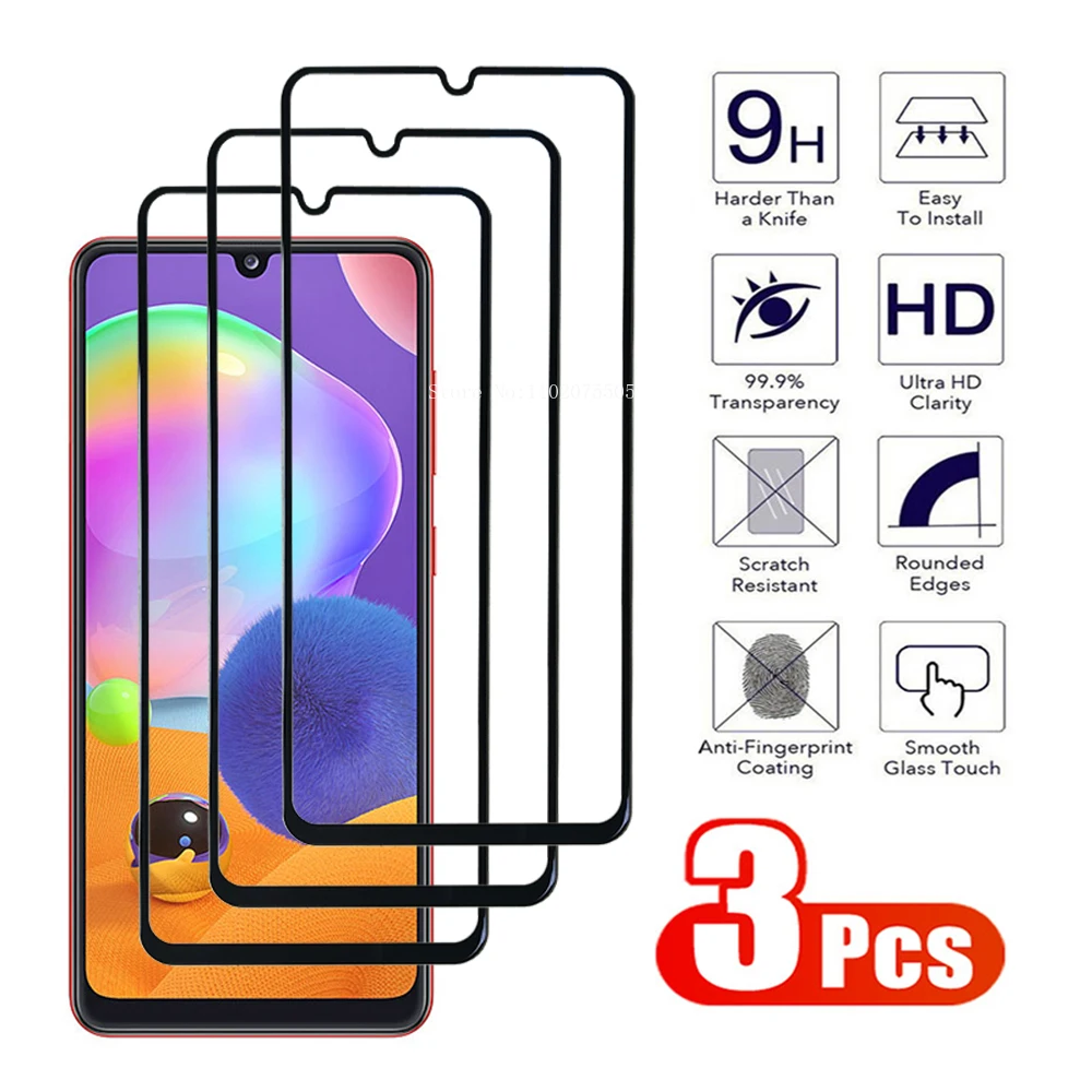 3 piezas de vidrio templado completo para Samsung GalaxyM51 M31 M21 M11 Protector de pantalla en Galaxy A01 A11 A21 A31 A41 A51 A711 Envío rápido