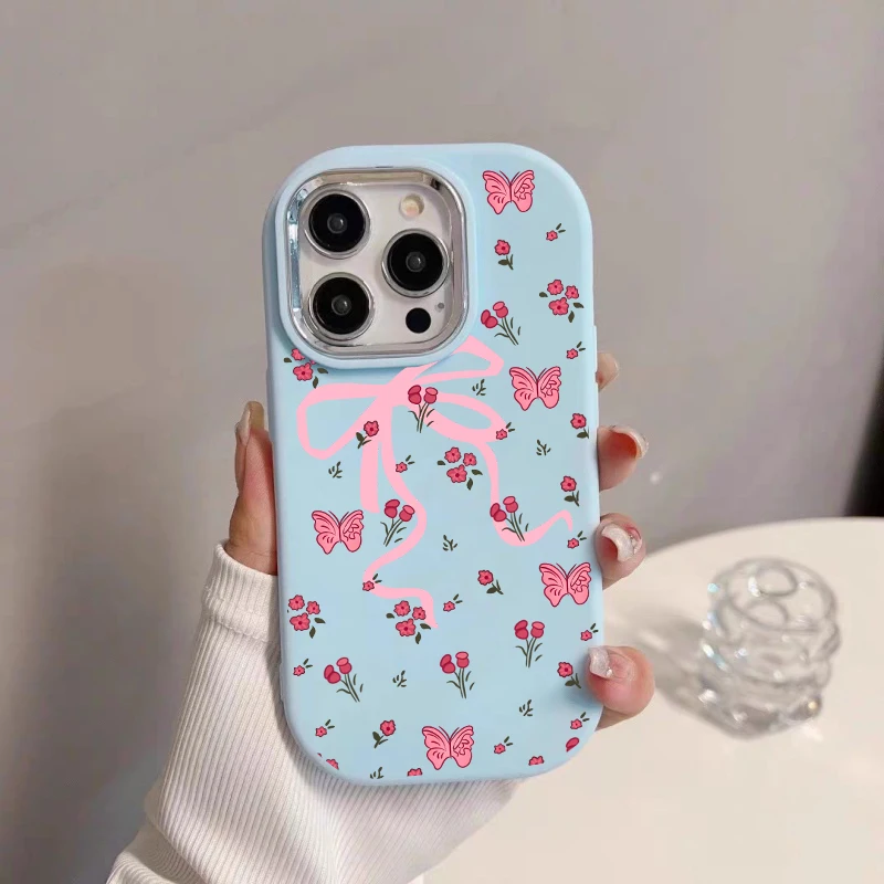 Funda coreana con lazo rosa para Samsung Galaxy S25 S24 S23 S22 Ultra Plus S24 Fe A07 A17 A56 A36 A35 A16 A15 funda protectora completa - imagen 4