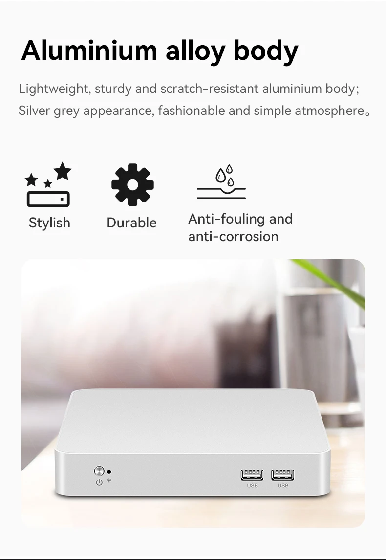 BEBEPC Mini PC de escritorio con Inter N100 DDR4 M.2 NVME compatible con Windows10 LINUX WIFI 1 * Gigabit LAN 6 * USB HDMI VGA computadora de oficina - imagen 2