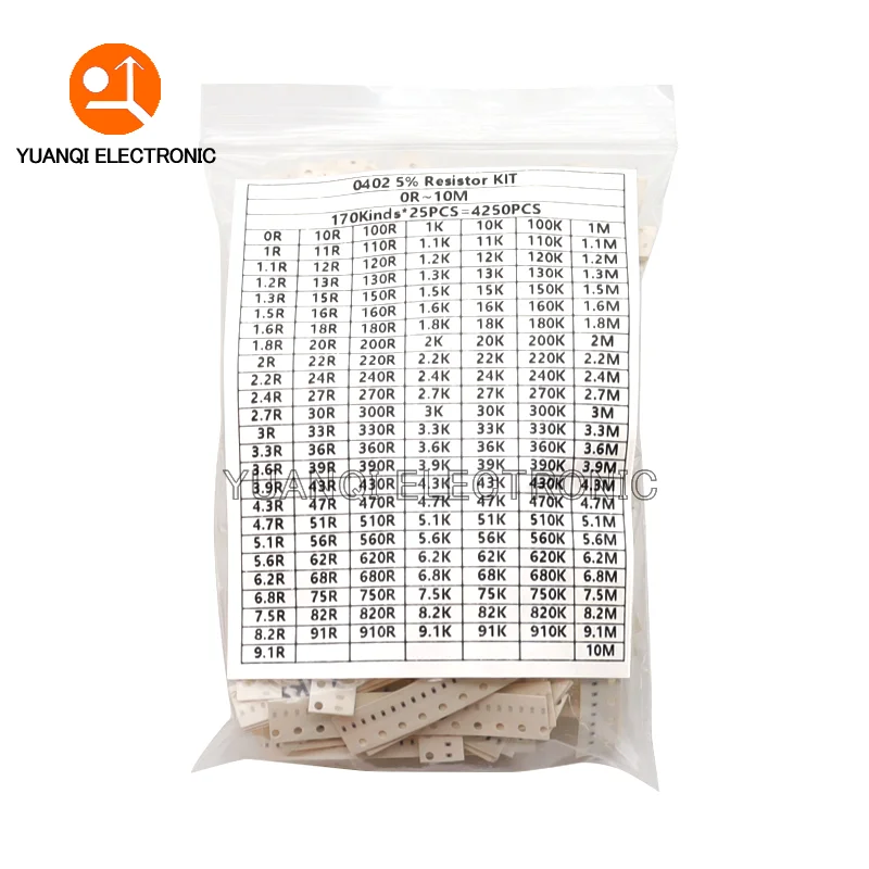 Kit surtido de resistencias de Chip SMD, conjunto de muestras de resistencia, 0R - 10M ohm, 5% valores, 0402, 0603, 0805, 1206 - imagen 4