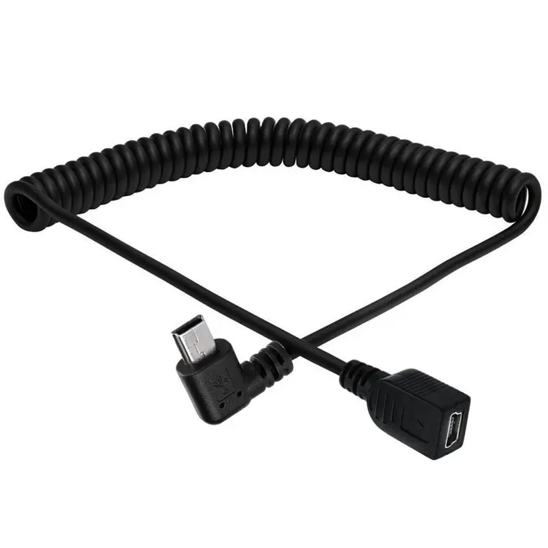 1,5 m Mini 5P Cable de resorte USB 2,0 disco duro cámara Digital Cable de datos de teléfono puerto en forma de T Mini 5P macho a hembra - imagen 2