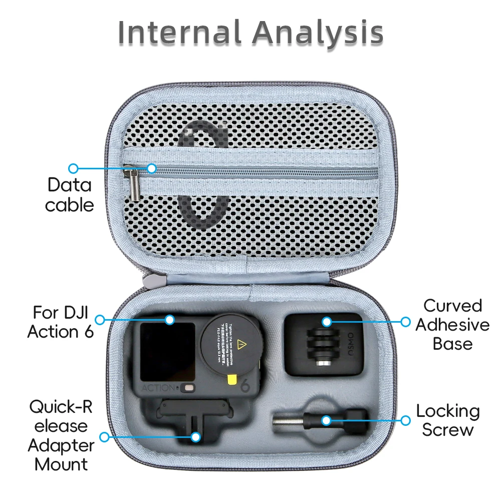 PU superficial impermeable para DJI Osmo Action 6 Estuche de transporte, bolsa portátil de viaje Compatible con accesorios DJI Osmo Action 6 - imagen 4