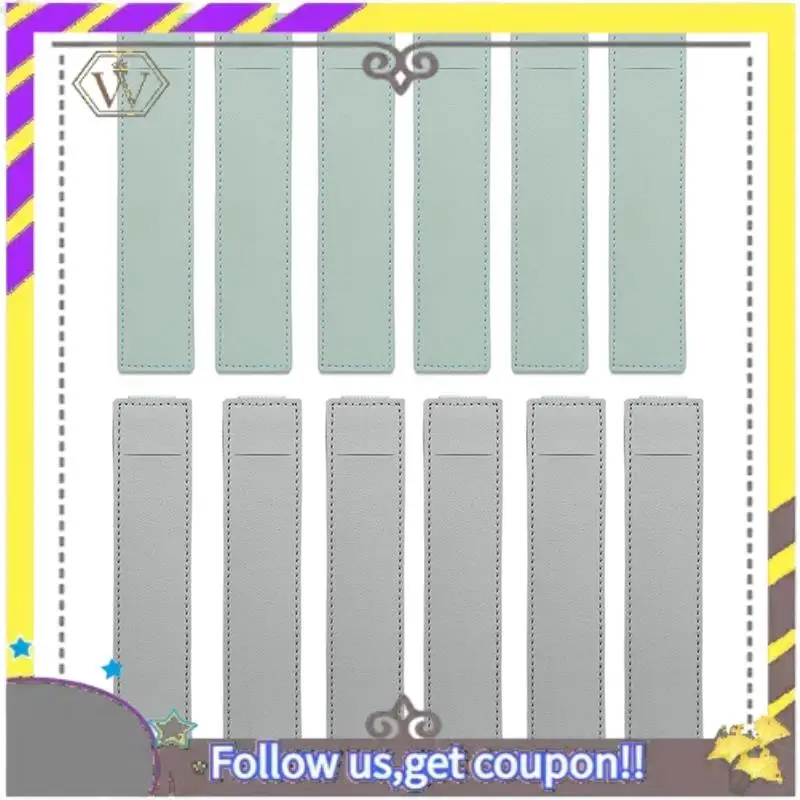 AU33-12 piezas desmontable diario portalápices estuche de bolígrafo de cuero PU gris y azul claro para diarios, libretas, carpetas, libros - imagen 4