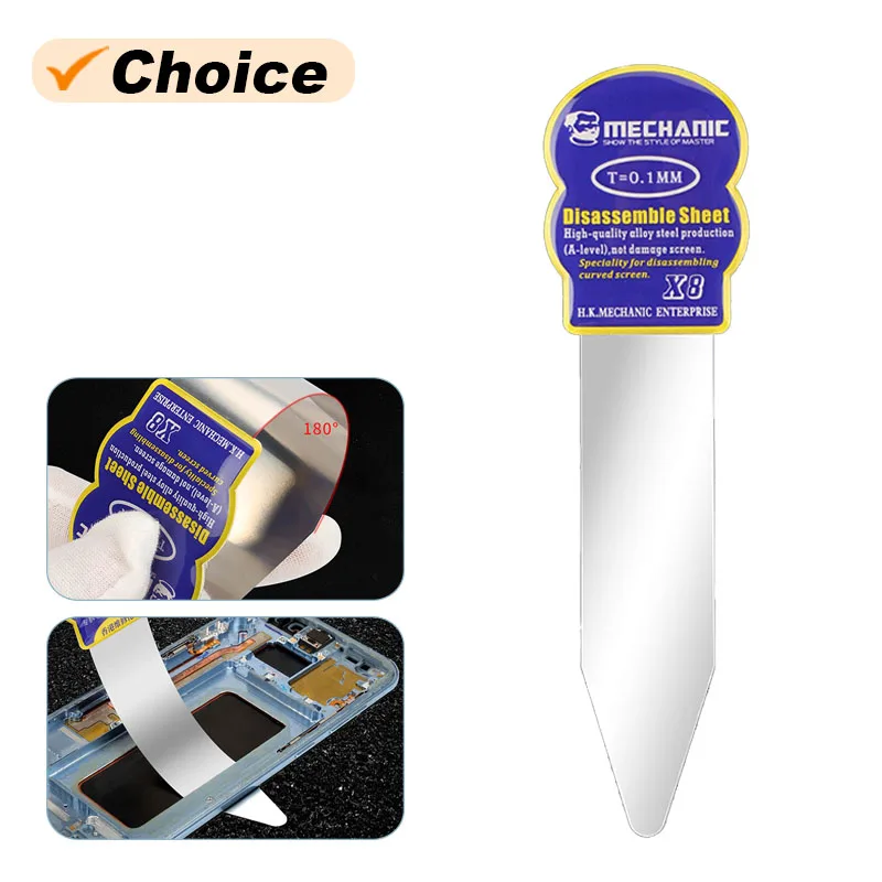 Tarjeta de desmontaje de pantalla curva mecánica X8 para teléfono móvil, herramienta de reparación de apertura de palanca de acero de aleación ultrafina de 0,1mm de alta calidad