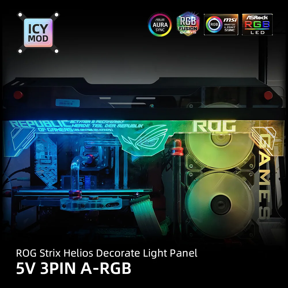 Panel RGB superior transparente para chasis ROG Strix Helios, carcasa acrílica personalizada, decoración ARGB, iluminación ASUS Faith 5V/12V AURA, GX601 - imagen 5