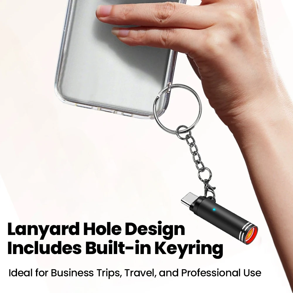 Adaptador de encendedor de cigarrillos portátil tipo C, encendedor de cigarrillos con soplado de aire, seguridad Led, sin llama, apagado automático con llavero - imagen 5