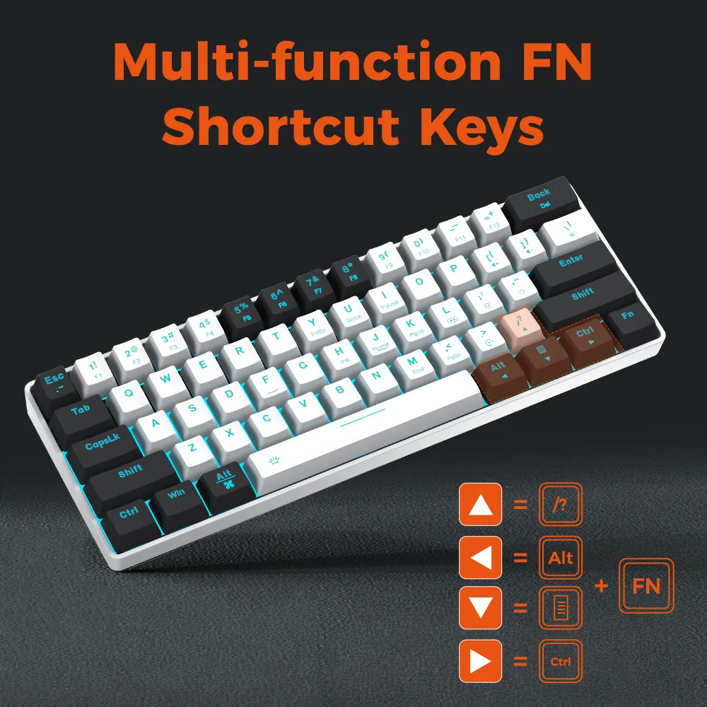 DAREU EK861S Teclado mecánico con cable RGB 61 teclas interruptores rojos teclas ABS vuelco de tecla N con pies magnéticos - imagen 3