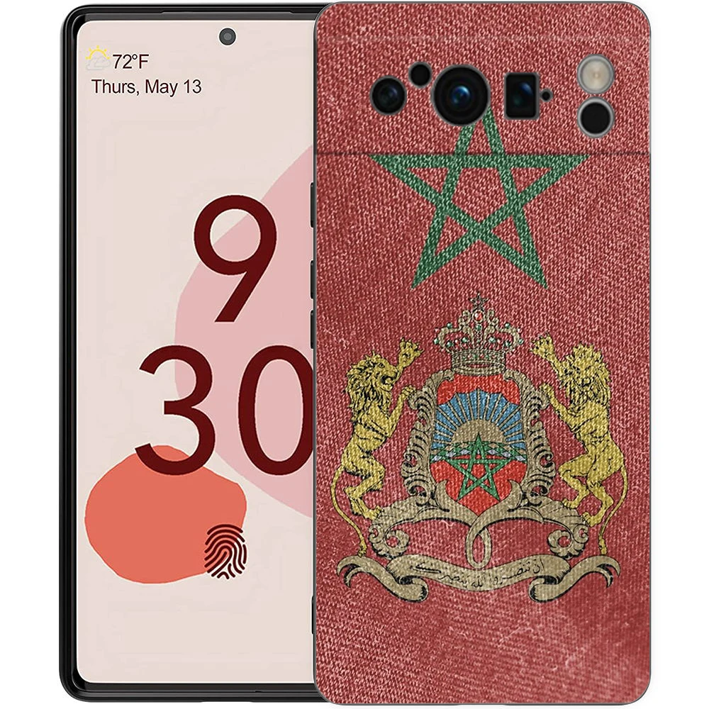 Funda de teléfono con pasaporte Maroc Marruecos con bandera marroquí para Google Pixel 9 8 7 6 Pro XL 8A 6A 7A 5G, funda negra de TPU suave - imagen 4