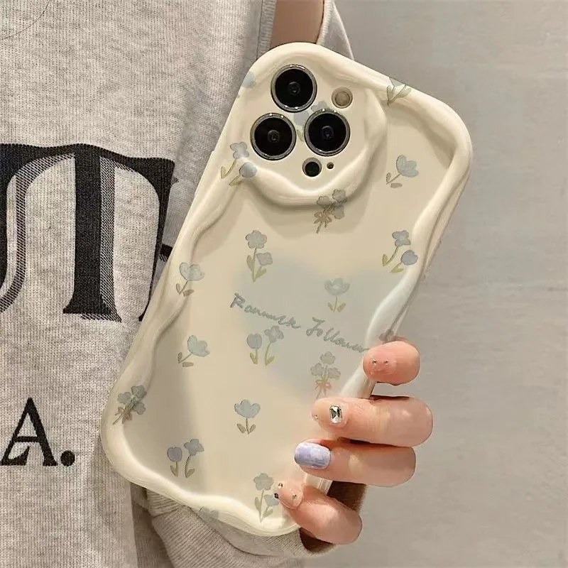 Funda de teléfono con patrón de flores pequeñas de pantalla completa para iPhone 17 16 15 14 11 12 13 Pro Max Plus X XR XS Max 17 Air funda trasera de silicona