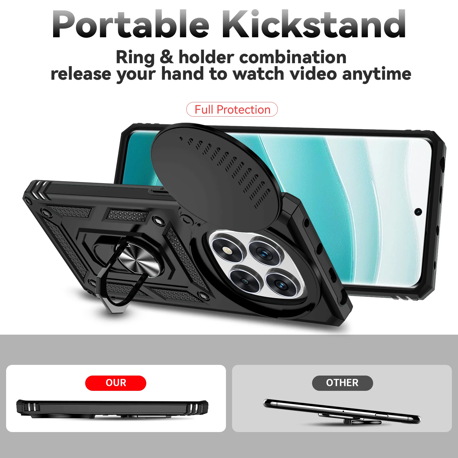 Funda de cámara deslizante para Xiaomi Redmi Note 14 Pro 4G, soporte de anillo magnético para coche, cubierta dura de teléfono a prueba de golpes RedmiNote14Pro 24116RACCG - imagen 3