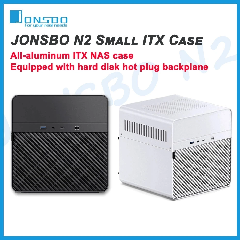 JONSBO-Mini carcasa de almacenamiento N2 NAS, caja de PC todo en uno para servidor de oficina en casa, ubicación de disco duro 5, chasis de placa base ITX intercambiable en caliente