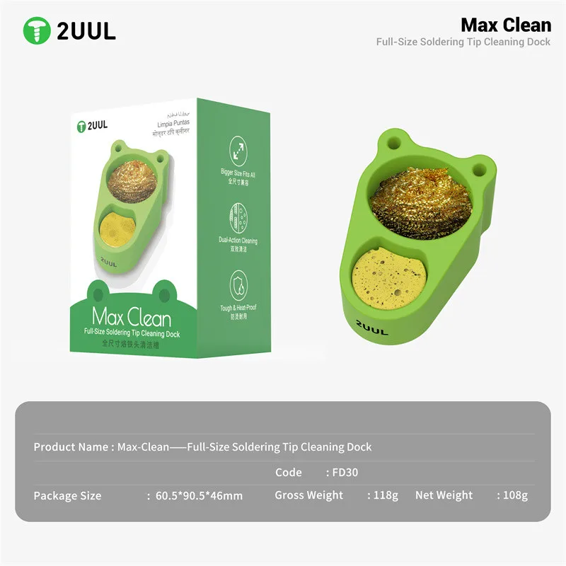 2UUL FD30 Max Clean base de limpieza de punta de soldadura de tamaño completo silicona anticalor para teléfonos móviles juego de herramientas de reparación de limpieza de punta PCB - imagen 4