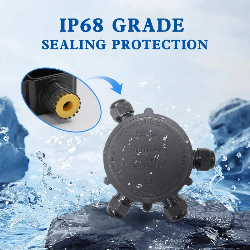 Caja de conexiones impermeable de 1-6 vías, 24A/450V, LED redondo para exteriores, 4-8mm de diámetro, terminales eléctricos externos de 2/3/4/5 vías IP68 - imagen 2