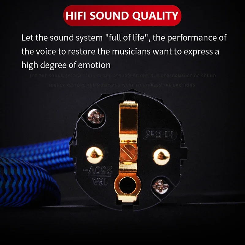 Cable de alimentación de alta gama 7N OCC HiFi Audio UE/EE. UU., doble blindaje con enchufe chapado en oro, Kabel de alimentación de CA para filtro amplificador de altavoz - imagen 3