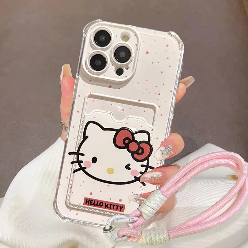 Funda con tarjetero y lazo de Hello Kitty 3D para iPhone 17 PRO MAX Air 16 15 14 12 11 Pro Max Plus Mini 16e - imagen 5