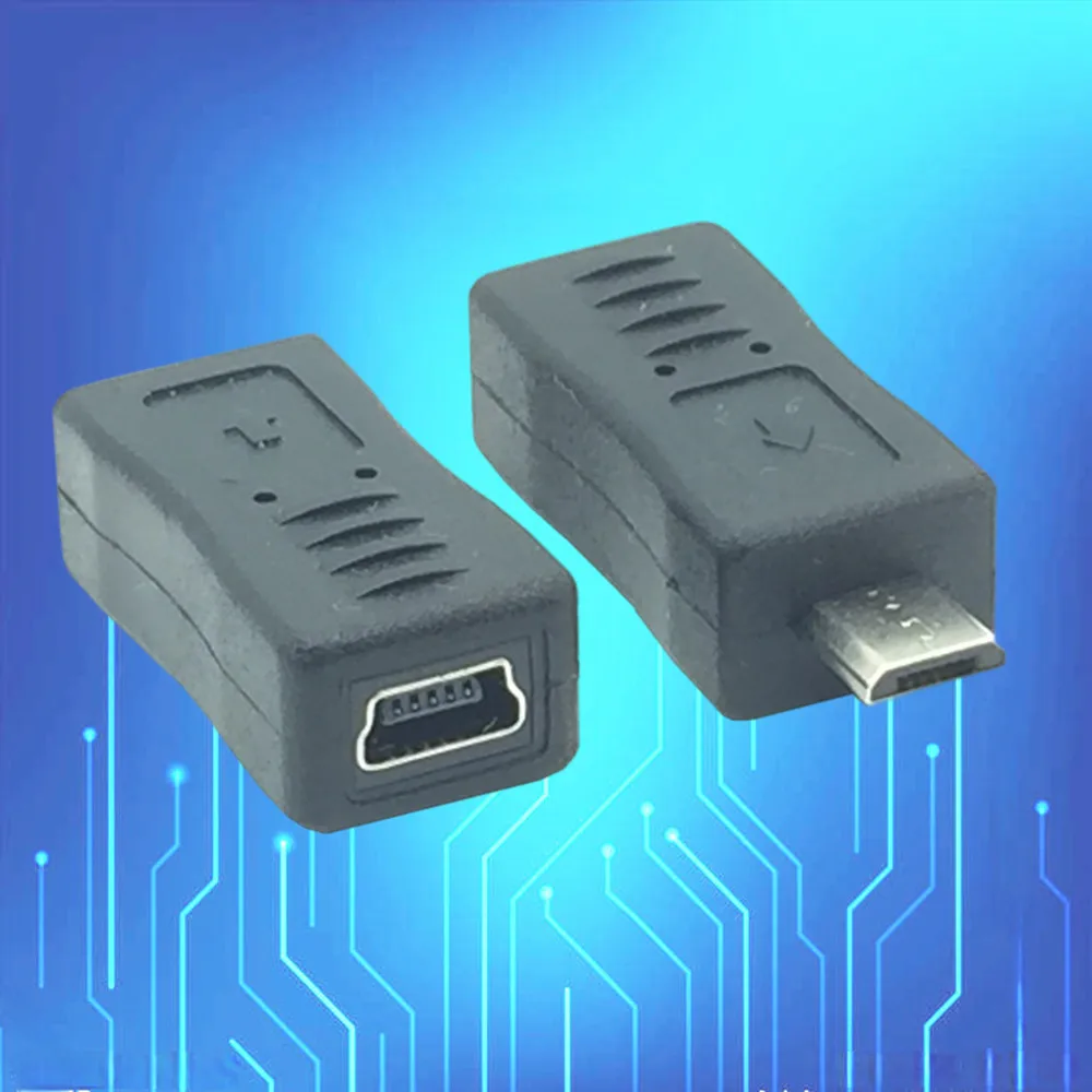 2 uds Micro USB macho a Mini USB hembra adaptador conector convertidor adaptador para teléfonos móviles MP3
