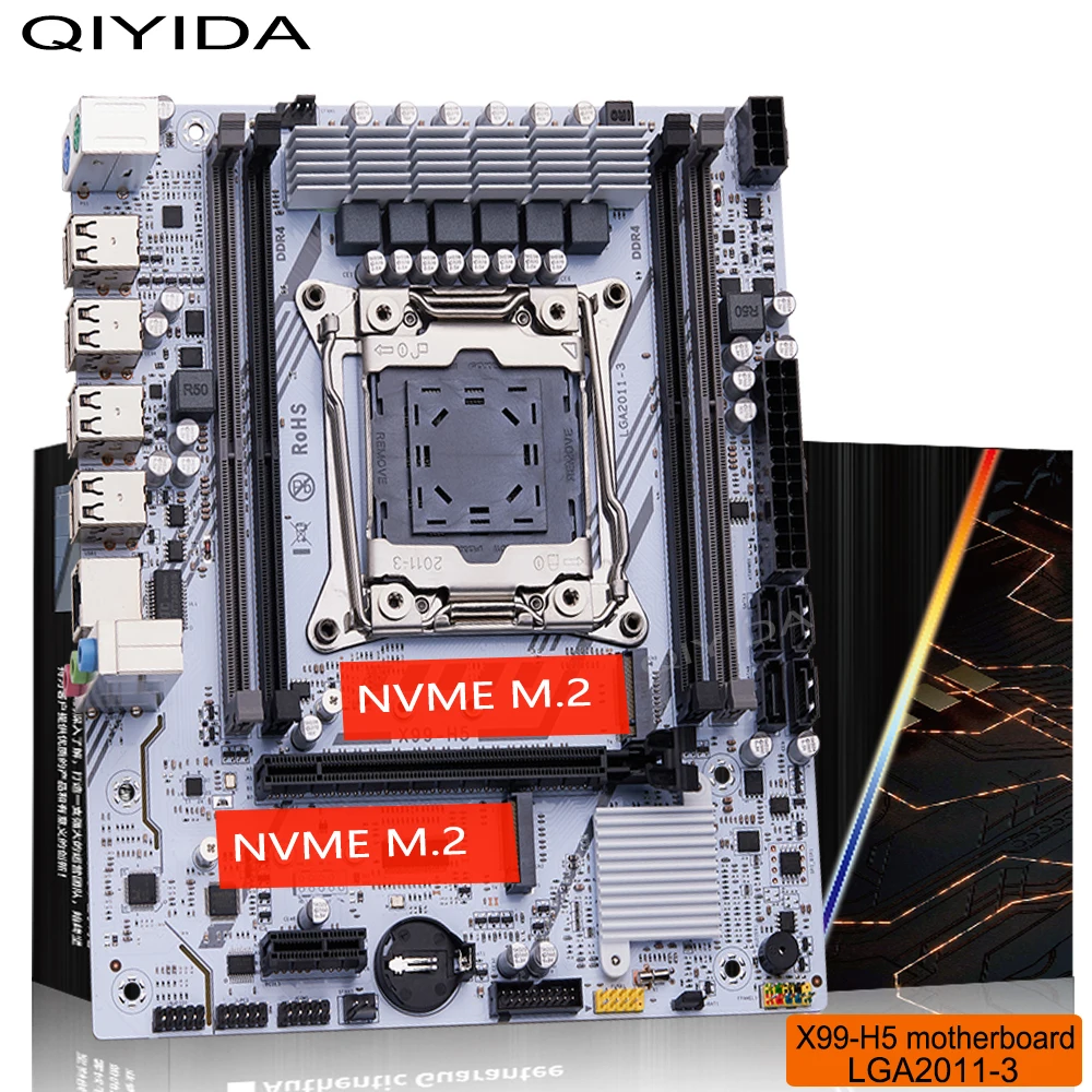 QIYIDA X99 Juego de placa base Xeon LGA2011-3 E5 2680 V4 2x8gb = 16GB DDR4 SATA PCI3.0 NVME M.2 X99H5 computadora para juegos - imagen 2