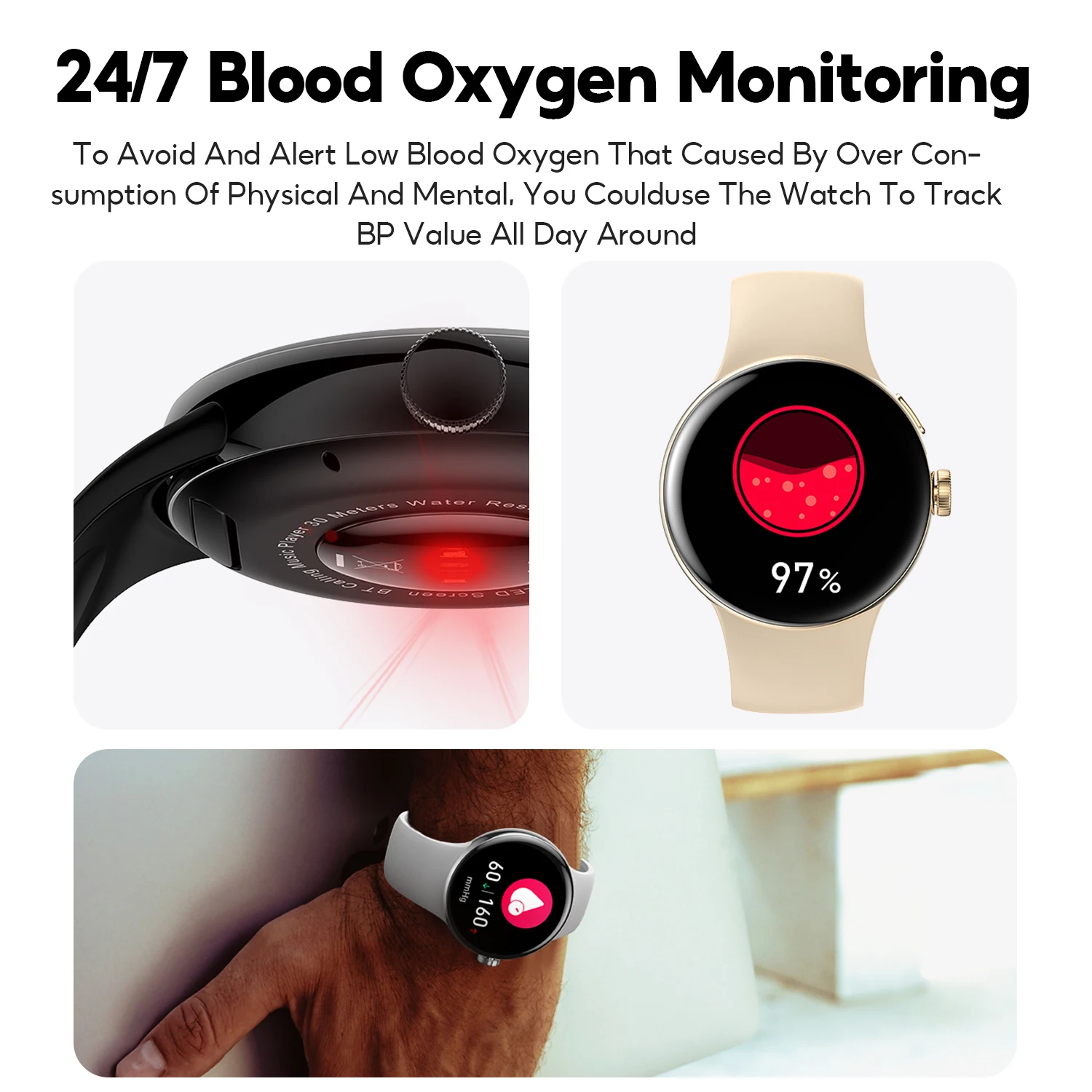 Reloj inteligente WIFIT con pantalla Bluetooth de 1,3 pulgadas, reloj inteligente multifuncional con monitoreo de llamadas/salud/exercices, resistente al agua - imagen 5