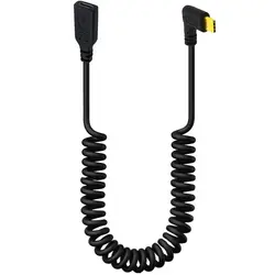 Fil à ressort d'extension 6 cœurs plaqué or USB2.0 type-c mâle à femelle, fil d'extension de données coudé à 90 degrés USB-C