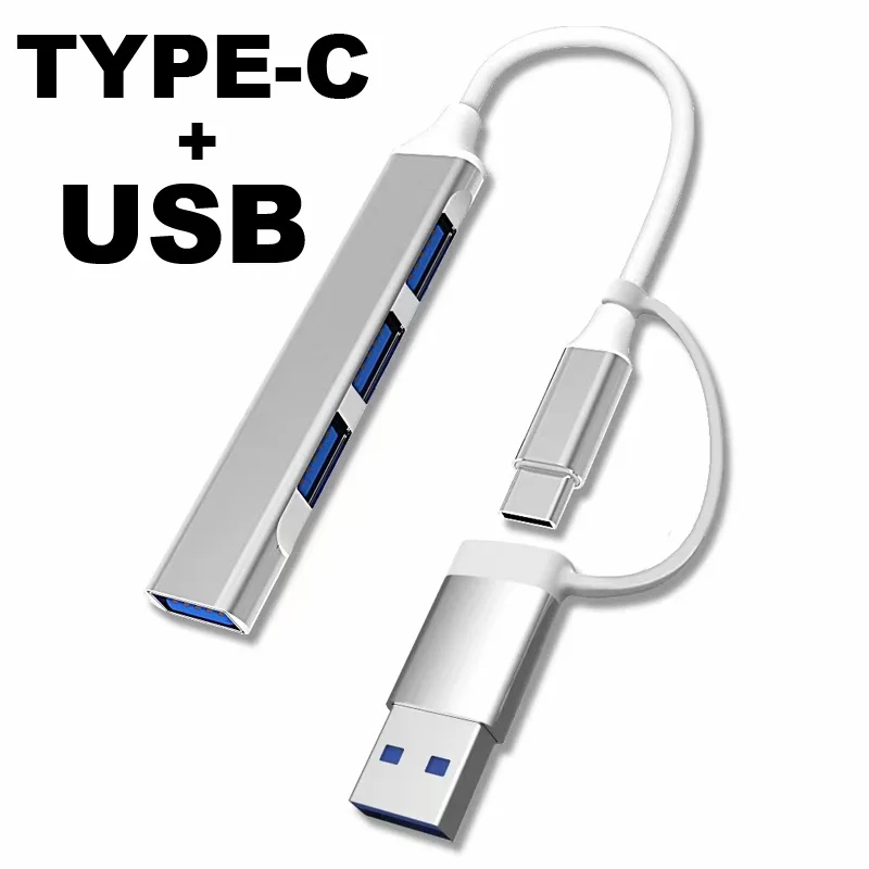 2 en 1 USB 3,0 + TYPE-C 3,1 enchufe 4 puertos USB2.0/3,0 Hub OTG Cable para PC ordenador portátil teléfono móvil disco duro U ratón teclado impresora