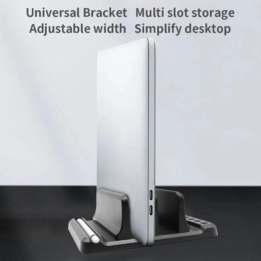 Soporte Vertical para ordenador portátil, soporte de plástico para tableta/Macbook/teléfono, base ajustable para portátil de escritorio, accesorio para ahorrar espacio para tableta - imagen 4