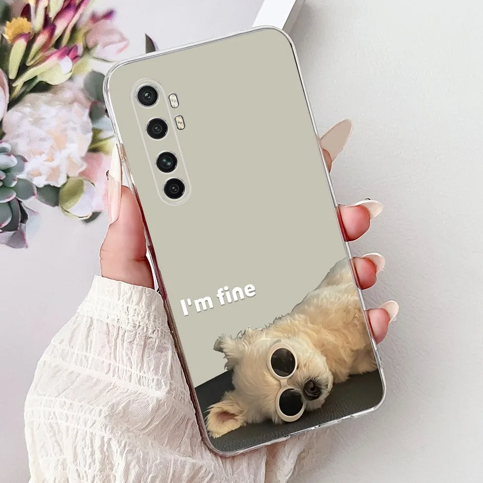 Funda para Xiaomi Mi Note 10 Lite Funda trasera de silicona transparente Funda de dibujos animados de gato de mármol para Xiaomi Note 10 Mi Note10 Pro - imagen 3