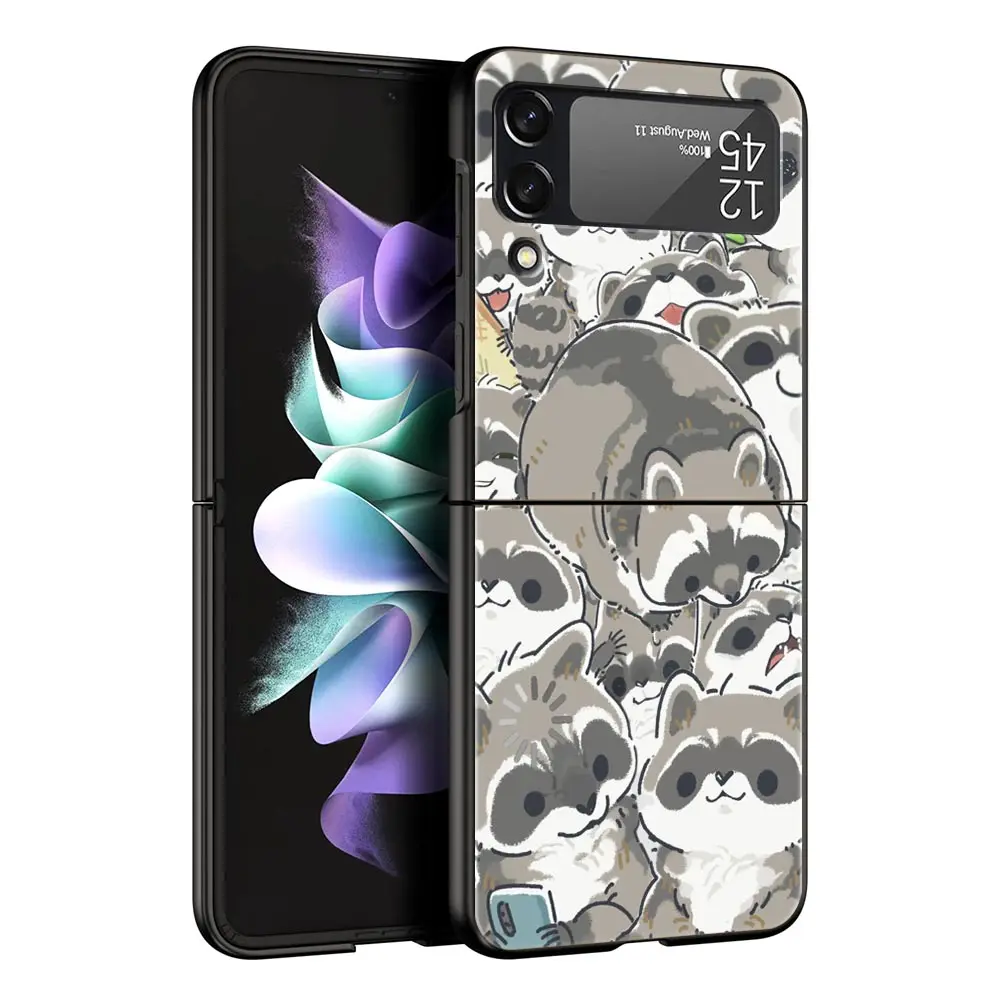 Funda de teléfono Raccoon para Samsung Galaxy Z Flip3 Flip4 Flip5, carcasa para Z Flip 3 4 5 6 7, funda trasera plegable dura - imagen 2
