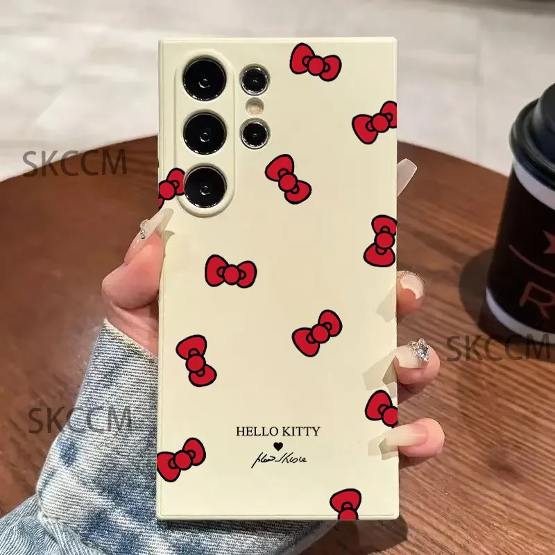 Samrio Hello Kitty KT cabeza arco funda de teléfono para Samsung Galaxy S24 Ultra S23FE S22 S20 Plus A15 A35 A50 A54 A55 A71 A72 A73 - imagen 5