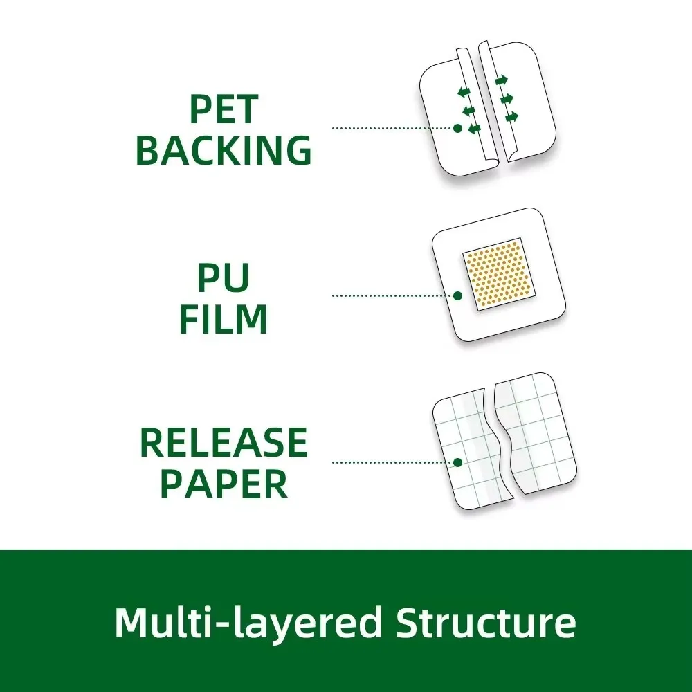 Banda protectora de PU cuadrada Transparente, accesorio impermeable, Banda adhesiva Hemostática, 50 piezas, 38x38mm - imagen 3