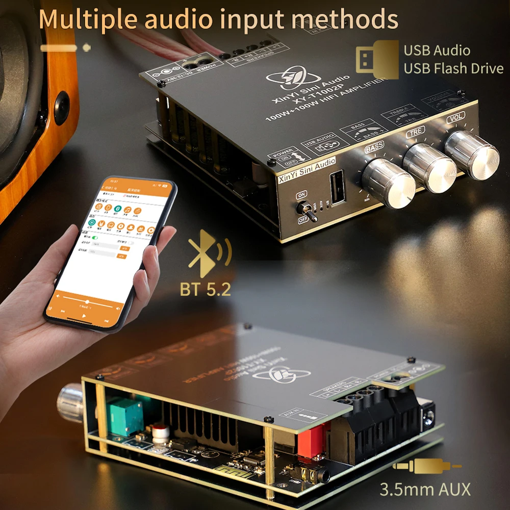 XY-T1002P versión mejorada DC12-30V BT placa amplificadora Digital 100W * 2 estéreo ajuste de alta y baja frecuencia Chip TPA3221 - imagen 5