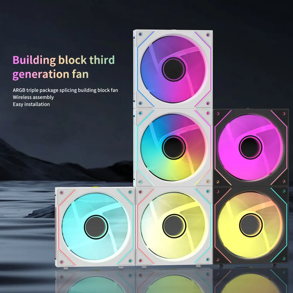 Coolcirc-ventilador con cubierta de PC sin cable, 12V/4 pines, PWM, 800-1800RPM, silencioso, 5V/3 pines, ARGB, paquete Triple, ventilador de 120mm para refrigeración por agua - imagen 4