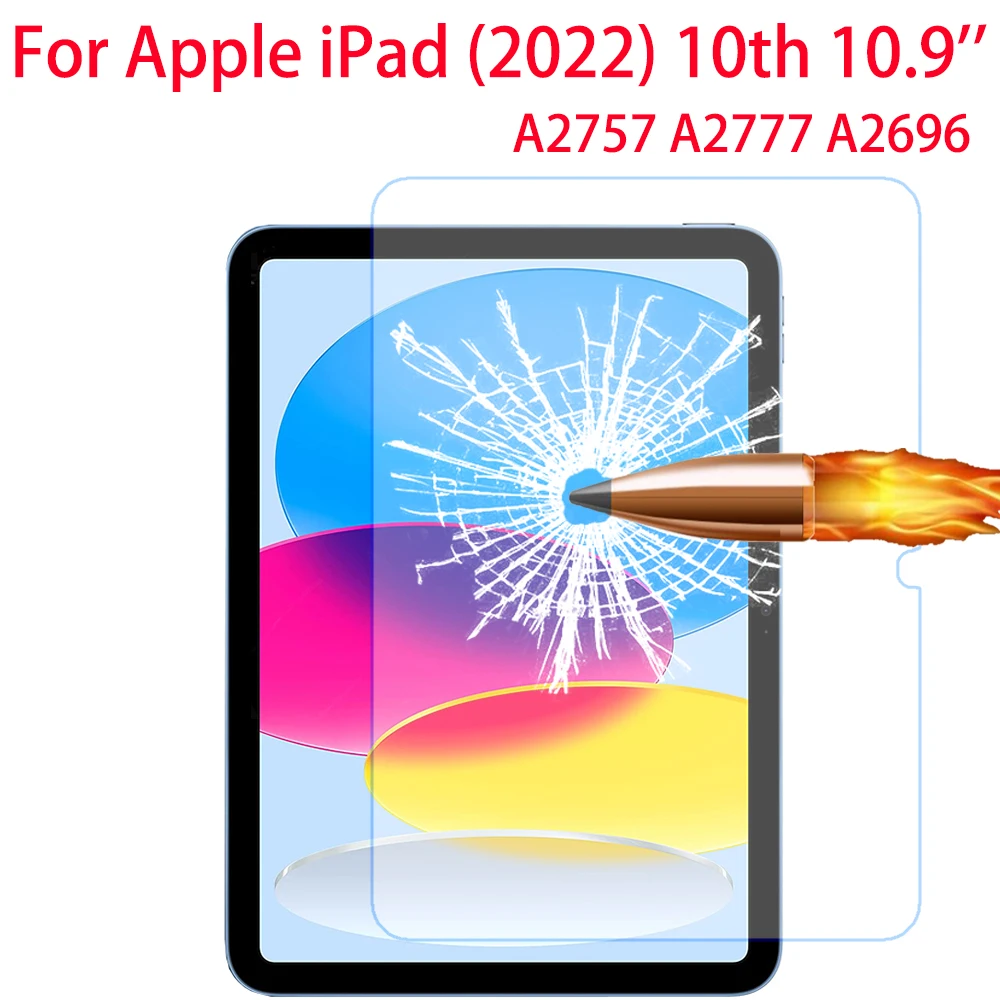Vidrio Templado 9H para Apple iPad de 10. ª generación, película protectora de pantalla de 10,9 pulgadas, 2022, A2757, A2777, A2696, 10. ª generación, 10,9
