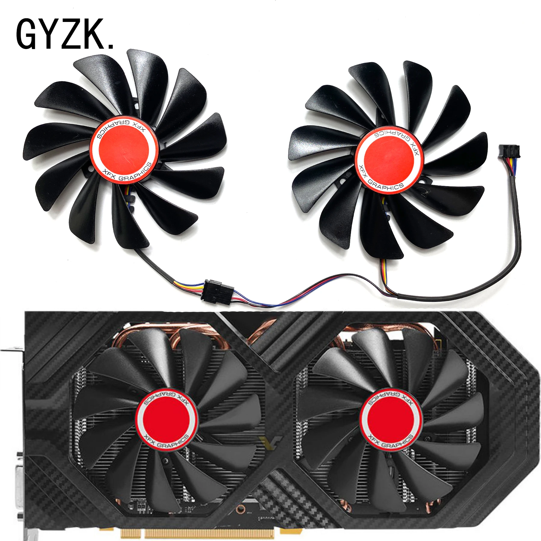 Nuevo para XFX Radeon RX580 588 590 GME 8GB Black Wolf black wolf versión tarjeta gráfica ventilador de repuesto CF1010U12S