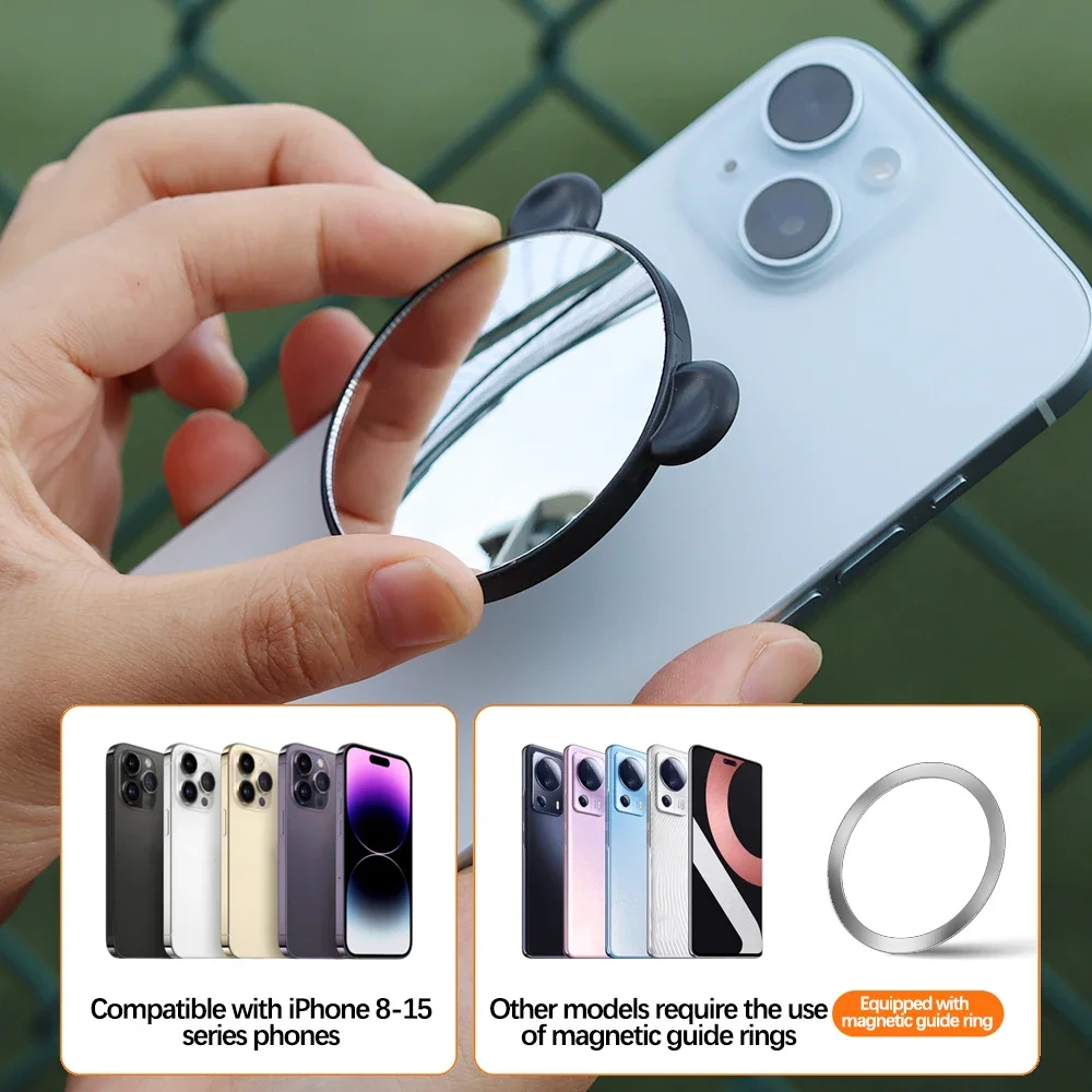 Para Apple Magsafe teléfono magnético Selfie espejo teléfono cámara trasera gran angular vídeo imán Selfie espejos para iPhone 15 14 13 - imagen 2