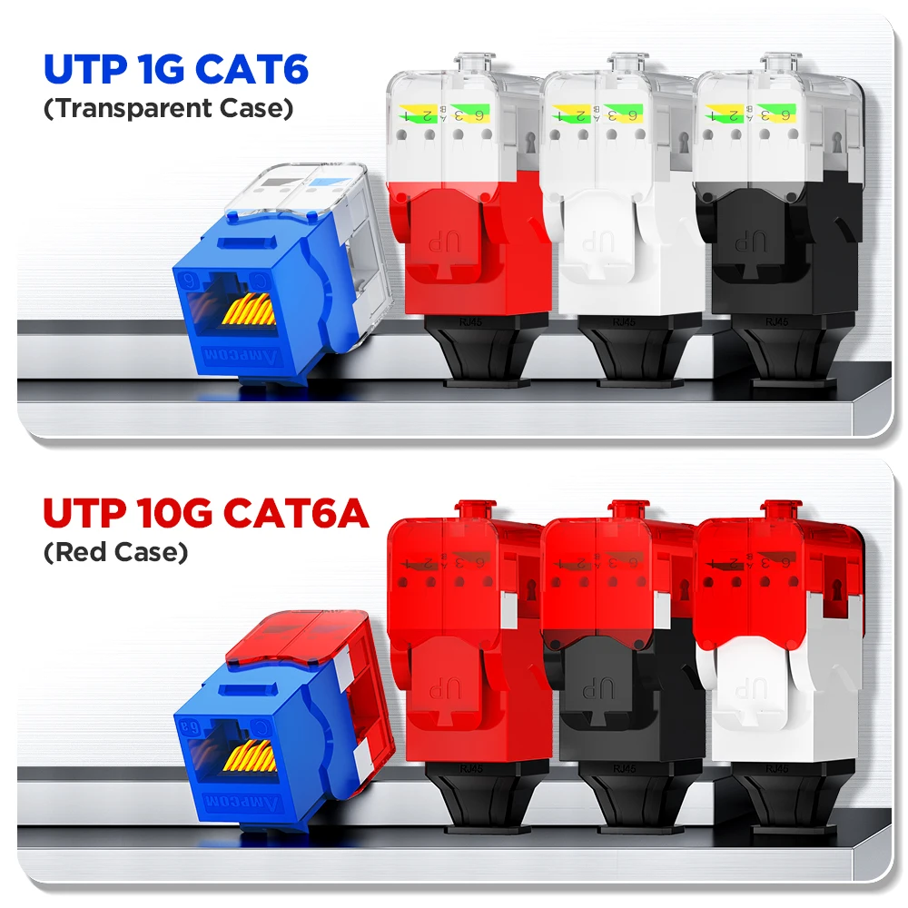 AMPCOM Conector Keystone CAT6A RJ45 UTP – Instalación Sin Herramientas - imagen 4