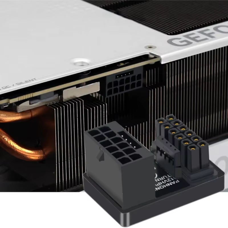 Tarjeta gráfica PCIe5.0 de alta calidad, tarjeta de vídeo ATX3.0 16P a 16P GPU RTX 12VHPWR 600W, adaptador de 180 grados - imagen 3